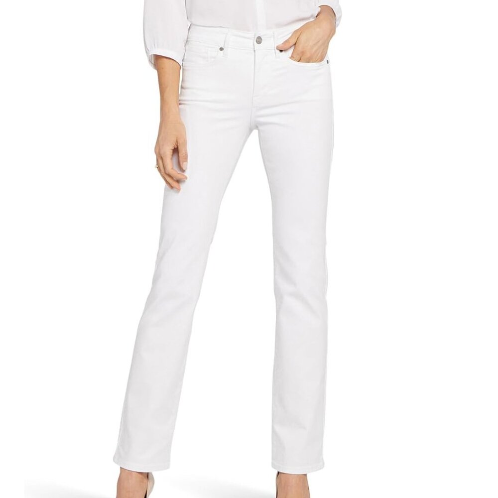 NYDJ Marilyn Straight Jeans Optic White - Size 12